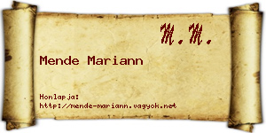 Mende Mariann névjegykártya